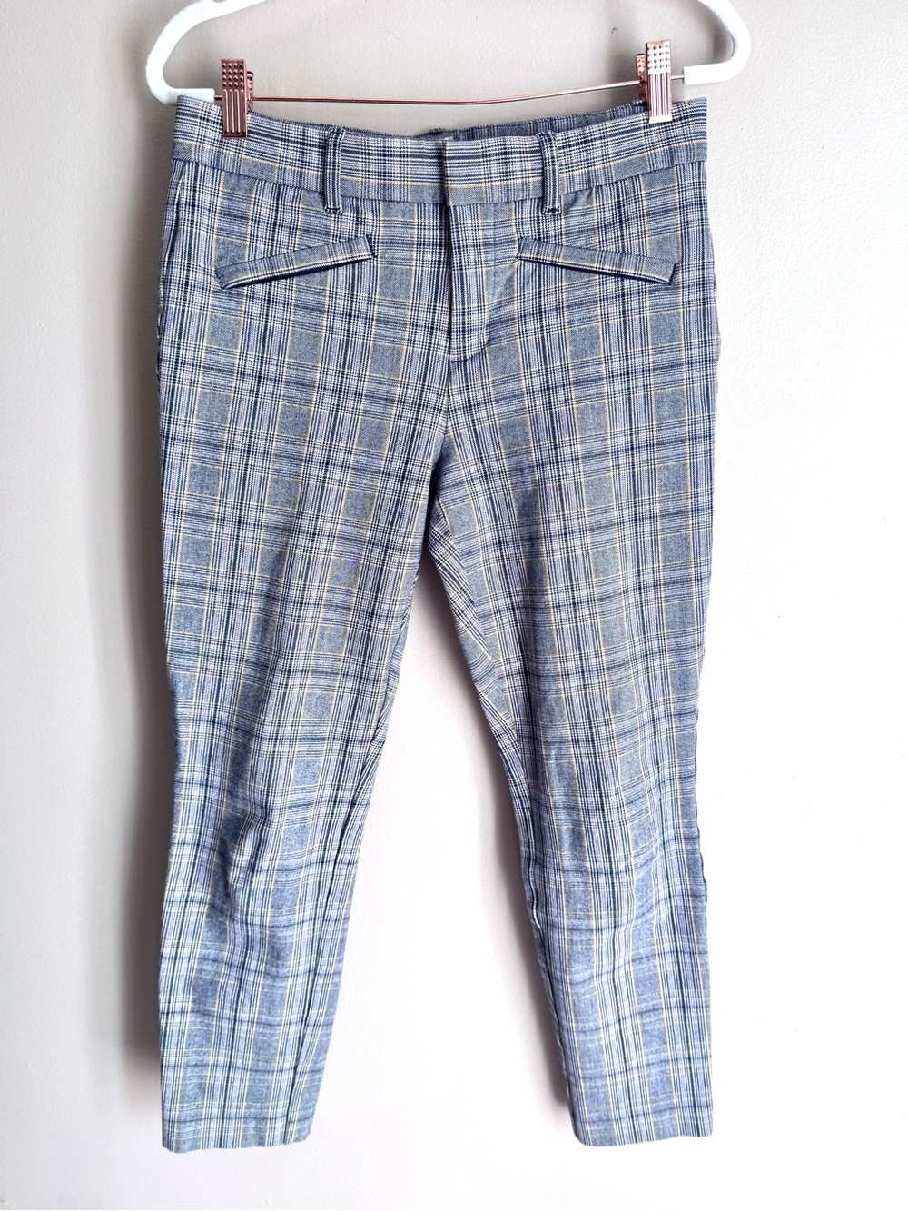 GAP Plaid Signature Skinny Ankle Pants Mid Rise Gray Yellow Check 4